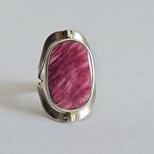 950 Silver Duble Side ring with a Pink And Blue Stone